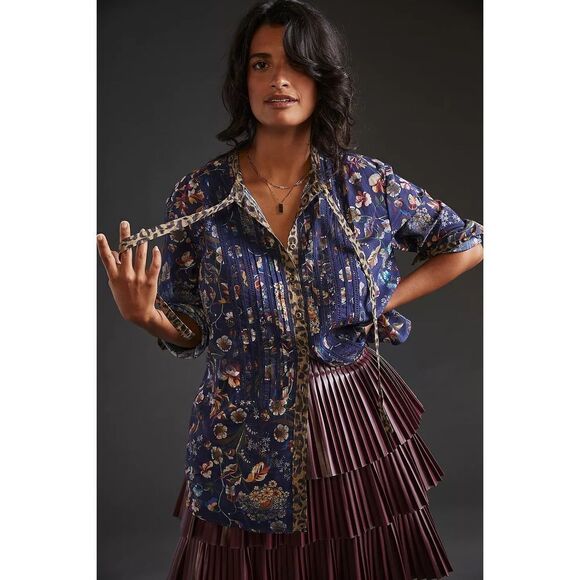 Anthropologie Pilcro Ladder Lace Tunic Blouse Size XS - Picture 1 of 9